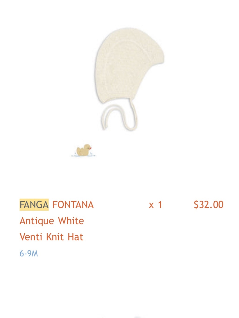 Fanga Fontana bonnet.